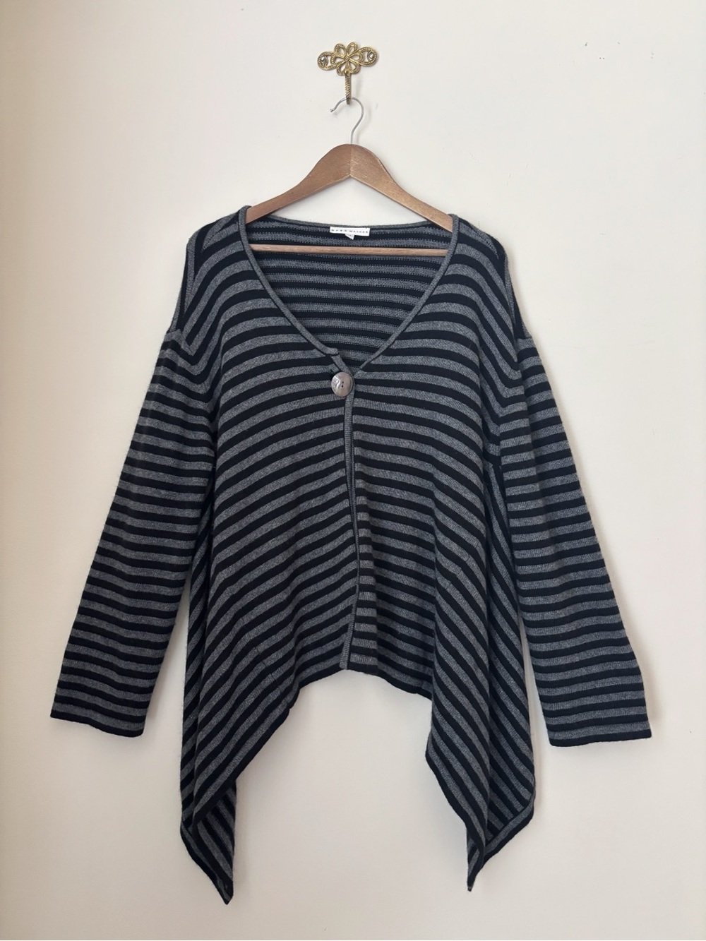 Bryn Walker Striped Wool Cashmere Cardigan Sweater Medium Lagenlook